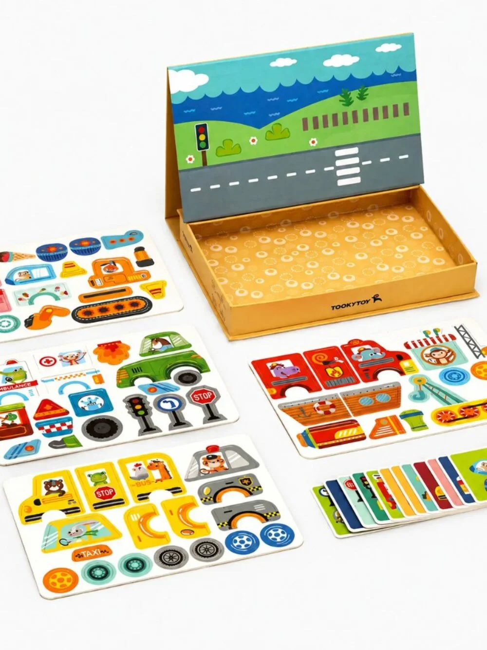 Montessori Magnetic Transportation Matching Toy Cars Trucks Kids Learning Game